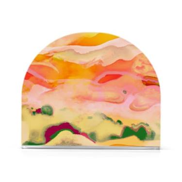 Imagem de JUZIHAI Suporte de guardanapo de mármore em aquarela para mesa dispensador de guardanapo de acrílico para mesa suporte de lenços independente para cozinha sala de jantar bar festa decoração de casa