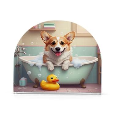 Imagem de JUZIHAI Suporte de guardanapo de banho de cachorro para mesa dispensador de guardanapo de acrílico para mesa suporte de lenços independente para cozinha sala de jantar bar festa decoração de casa