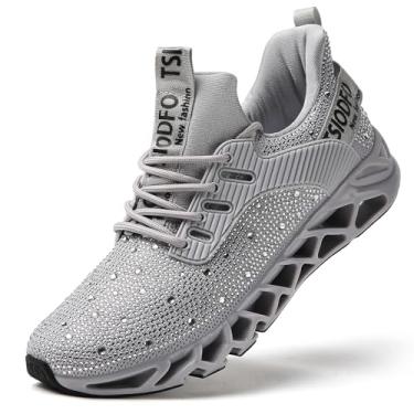 Imagem de TSIODFO Tênis feminino moderno, esportivo, corrida, atlético, tênis, caminhada, Cinza claro, 37