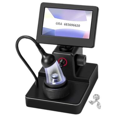 Imagem de Tela LCD de 4,3 polegadas, visor digital de diamante, microscópio digital de 1500 x com luz de preenchimento de LED, visualizador de inscrição de diamante, para teste de joias, processamento de