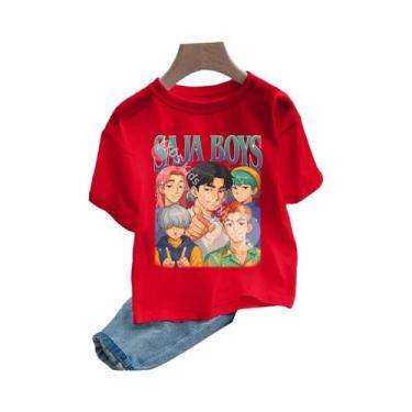 Imagem de Camiseta Infantil De Manga Curta Com Gola Redonda, Estilo Kpop Demon H