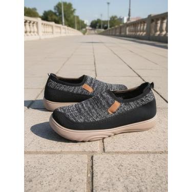 Imagem de Sapatos de caminhada para mulheres e homens, design sem cadarço, cabedal de malha, conforto o dia todo, perfeito para corrida, caminhada e atividades diárias, preto, Preto, 37