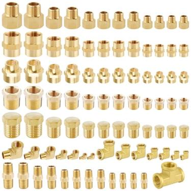 Imagem de Kit de montagem NPT profissional de 87 peças com cotovelos de rua e T - conjunto abrangente de adaptadores de rosca de tubo inclui buchas redutoras, plugues sextavados, acoplamentos para encanamento e