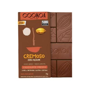 Imagem de Barra de Chocolate Cremoso Zero Açúcar Cookoa 72g