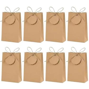 Imagem de GTIANHE-TAN Sacos pequenos de presente com alças para lembrancinhas de festa, sacos de papel a granel para artigos de festa de aniversário e ocasiões (amarelo, 20 peças)