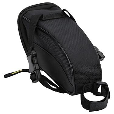 Imagem de KIMISS Bolsa Refletiva para Cauda de Bicicleta de 8 Polegadas - Bolsa Compacta para Selim de Tecido de Boi 600D Com Tiras de Fivela e Porta de Luz Traseira para Ciclismo Seguro