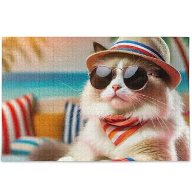 Imagem de Ragdoll Quebra-cabeças de gato fashion para adultos 1000 peças paisagem engraçada arte animal quebra-cabeças exclusivos para adultos jogo personalizado engraçado, 75 cm x 50 cm