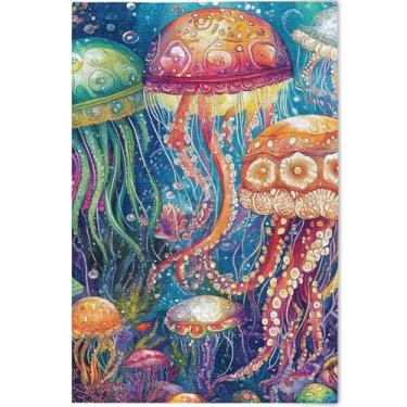 Imagem de Quebra-cabeças adultos coloridos de água-viva marinha, 1000 peças, quebra-cabeças, jogos de tecnologia, presentes legais de paisagem, arte animal, 75 x 50 cm