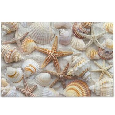 Imagem de Quebra-cabeças Sea Shells Starfish Adultos 1000 peças pintura de belas artes presentes masculinos exclusivos personalizados jogo tecnológico, 75 x 50 cm
