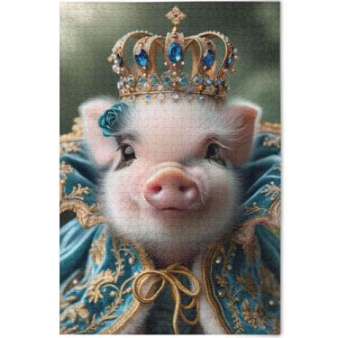 Imagem de Quebra-cabeça bonito princesa porco 500 peças para impressão de arte animal adulto difícil quebra-cabeças personalizados família elefante branco presentes, 52 cm x 37,8 cm