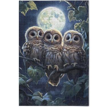 Imagem de Quebra-cabeça floral para adultos com corujas fofas, 500 peças, brinquedo de arte, cena, natureza, quebra-cabeça, presentes personalizados para jogo de elefante branco, 52 x 37,8 cm