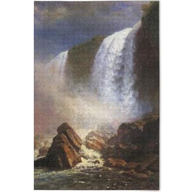 Imagem de Pintura de gato branco personalizado 1000 peças quebra-cabeça adultos presentes tecnológicos para amantes arte quebra-cabeça rígido paisagem floral, 75 x 50 cm