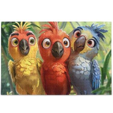 Imagem de Quebra-cabeça de pintura de papagaios fofos de desenhos animados, 500 peças para adultos, jogos tecnológicos, quebra-cabeças, arte personalizada paisagem, 52 x 37,8 cm