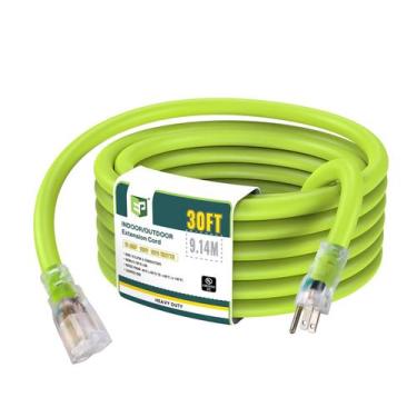 Imagem de Cabo de extensão EP 30 pés iluminado ao ar livre 10/3 SJTW 15A 125V