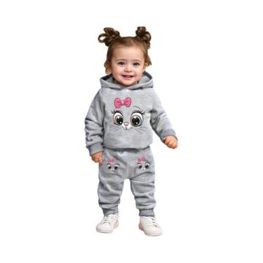 Imagem de Conjunto De Moletom Com Capuz E Calças Para Menina Com Estampa De Gato
