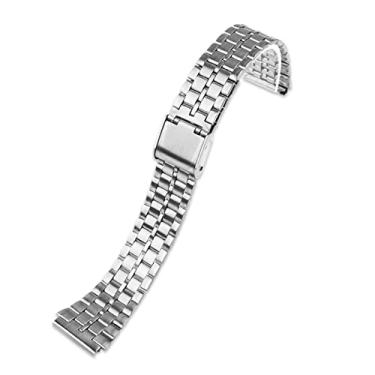 Imagem de KKFAUS Para Casio Steel Pulseira A158 / A159 / A168 / A169 / B650 /AQ230/ 700 Acessórios de Relógio de Ouro Pequeno Boca Convexa 18mm Pulseira Preta (Cor: B prata, Tamanho: 18mm)