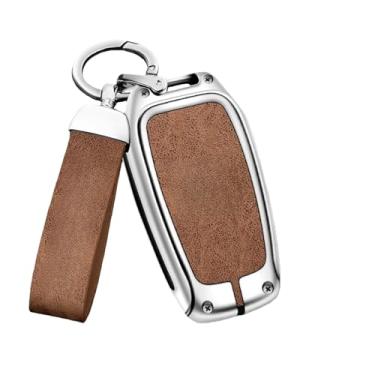Imagem de Capa de chave de carro de couro de liga de zinco compatível com Toyota CHR Hilux Fortuner Land Cruiser 200 Camry Corolla Crown RAV4 Highland(A-silver brown ring)