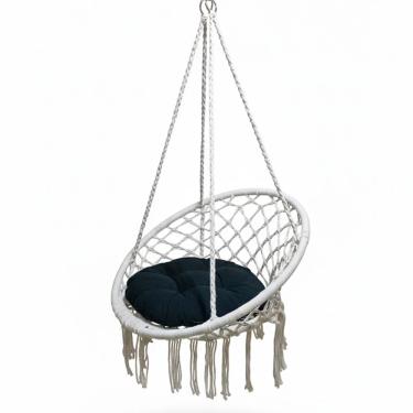 Imagem de Rede Cadeira Balanço Suspensa Algodao Teto Confortavel Varanda Jardim Quintal Area Lazer Casa Terraço Sacada