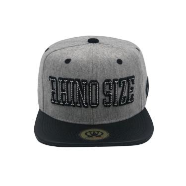 Imagem de Boné Snapback Cinza Aba Reta De Couro Rhs-367 Rhino Size-Unissex