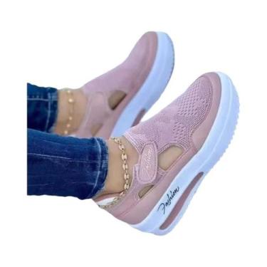 Imagem de Tênis De Plataforma Femininos Em Lona, Calçados Casuais Esportivos, Tê