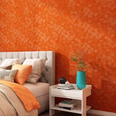 Imagem de Stickyart Papel de parede laranja texturizado de feltro de 61 cm x 406 cm, papel de parede de veludo macio para forro, autoadesivo, luxuoso, papel de contato de feltro, papel de parede removível de