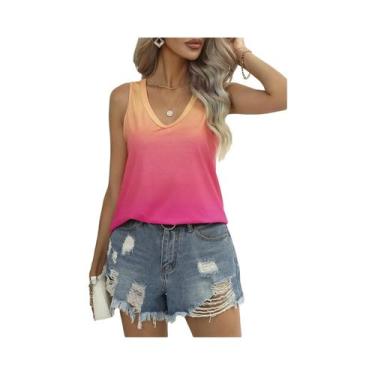 Imagem de Camiseta Sem Mangas Feminina Oversized Com Decote Em V Estampa Tie Dye