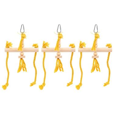 Imagem de Ainoli 3 peças de brinquedo para periquito, corda de algodão, brinquedos de equilíbrio para papagaios, calopsitas, araras, tentilhões