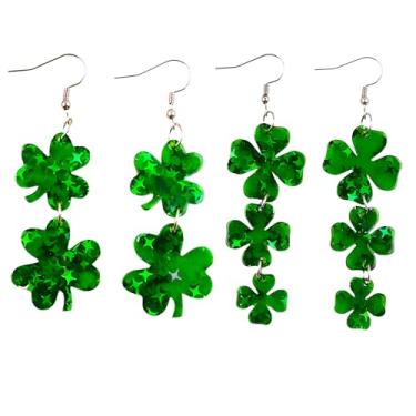 Imagem de Brincos femininos de Dia de São Patrício, 2 pares de brincos de trevo, joias de festival irlandês para roupas e acessórios do Dia de São Patrício
