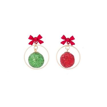 Imagem de Brincos de Natal femininos com gancho de orelha de Natal, acessórios de joias com laço de alce, brincos de floco de neve (A3)