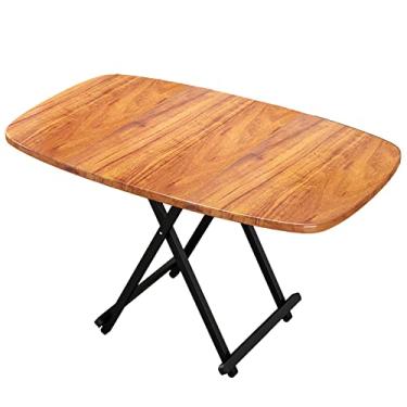 Imagem de ZXLPHA Mesa de jantar extensível, com folhas caídas, mesa de madeira de borda redonda, economiza espaço, mesa de estudo portátil para sala de jantar - 120 x 70 x 75 cm