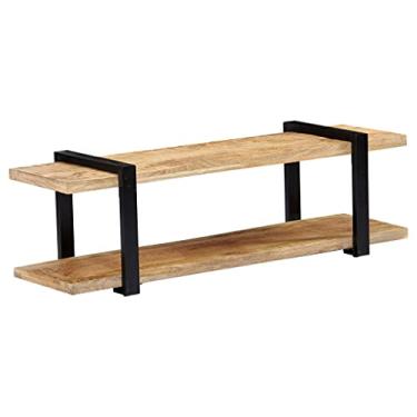 Imagem de Suporte de TV estilo minimalista, mesa de TV, centro de entretenimento moderno com prateleira inferior, console de armazenamento de mídia de estilo industrial para sala de estar. Multicolorido (130 cm