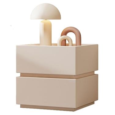 Imagem de Mesa de cabeceira grande estilo nórdico espaço espaçoso mesa de cabeceira de madeira com 2 gavetas prateleira de gaveta para quarto de cabeceira