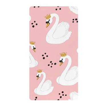 Imagem de xigua Lençóis de berço de algodão White Swans para meninas e meninos, lençol macio e respirável adequado para berço padrão e cama de criança pequena