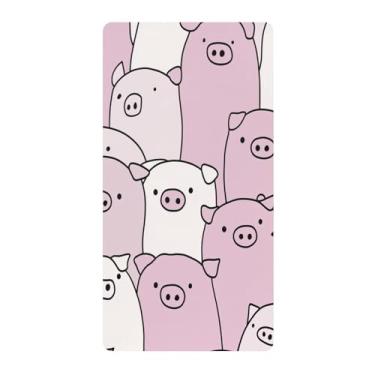 Imagem de Blueangle Lençol de berço padrão para berço infantil - Lençóis de algodão macio e respirável com porco rosa (654)