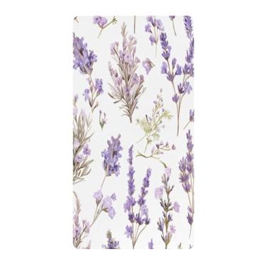 Imagem de Blueangle Lençol de berço padrão para berço infantil - Lençóis de algodão macio e respirável com flores de lavanda (216)