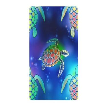 Imagem de Blueangle Lençol de berço padrão para berço infantil - Lençóis de algodão macio e respirável com estampa de silhueta de tartaruga (570)