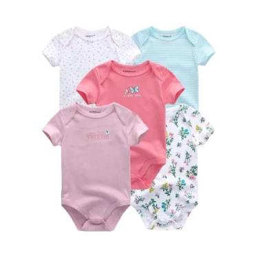 Imagem de Conjuntos De Bodies De Manga Curta Para Bebê Menina, Pacote Com 5, 100