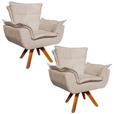 Imagem de Poltrona Sala de Estar Giratória MM30 Kit 2 Opalla Suede D03 - D'Rossi