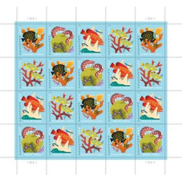 Imagem de Carimbos postais Coral Reef, 20 POSTCARD Stamps
