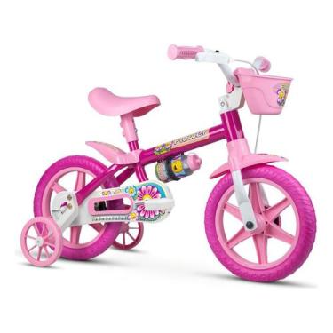 Imagem de Bicicleta Infantil Com Roda Treinamento Flower Aro 12 Nathor