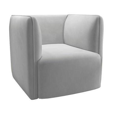 Imagem de Poltrona Laguna Veludo Cinza Pés Plástico Preto - D'Rossi - DRossi