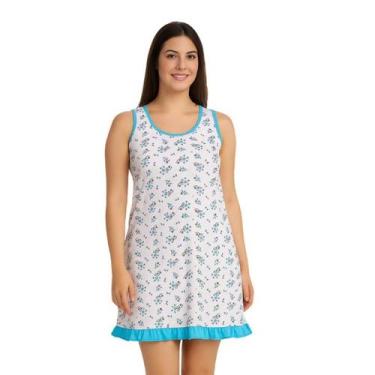 Imagem de Camisola Regata Feminina Adulto Curta Estampa Floral Confortável - PIN