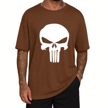 Imagem de Camiseta Oversized Justiceiro Streetwear Algodão Casual-Masculino