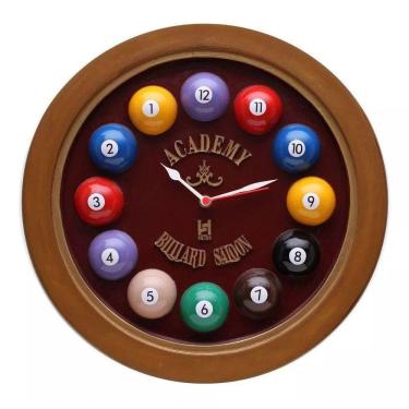 Imagem de Relógio Decorativo Parede De Fibra - Billiard Bordô - Anti-horário