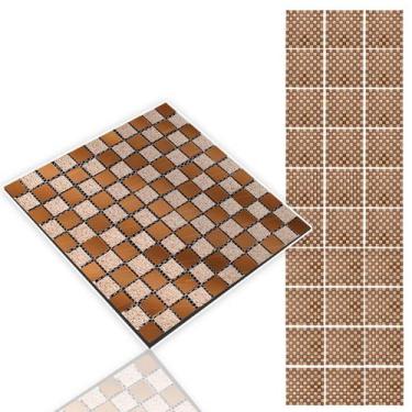 Imagem de Pastilha De Vidro Adesiva Kit 30 Uni Parede Cozinha Banheiro Sala Deco