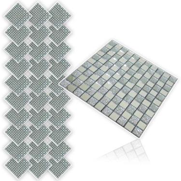 Imagem de Pastilha De Vidro Adesiva Kit 30 Uni Parede Cozinha Banheiro Sala Deco