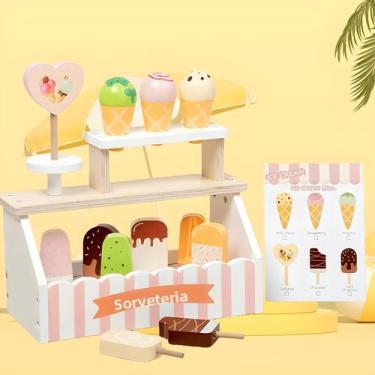 Imagem de Brinquedo Educativo De Madeira Rosa Para Crianças: Quiosque De Sorvete