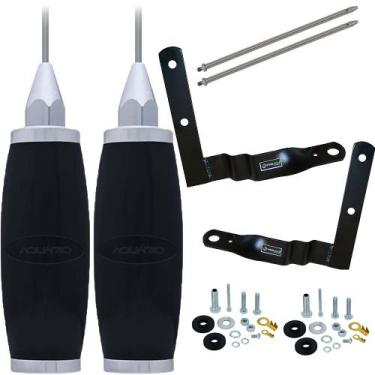 Imagem de 2 Antena Móvel Px 2,70 metros Alongador Inox 60cm Suporte Dianteiro Vo