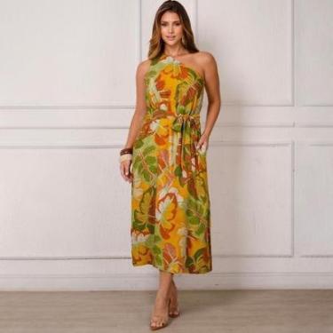 Imagem de Vestido Midi Ombro Só BBonnie Leticia Estampado Tropical-Feminino