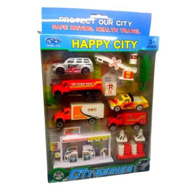 Imagem de Kit Carrinho Cidade Brinquedo Miniatura 20 Peças - Ming Zhi